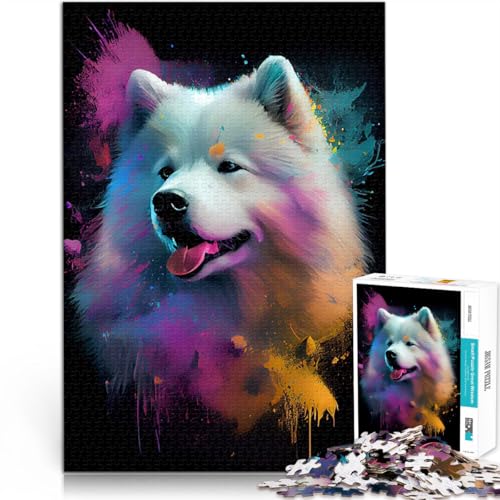 1000-teilige Puzzles für Erwachsene Samojede Bunte Abstrakte für Lernspiel-Herausforderungsspielzeug Heimdekoration 50x70cm von BKDNNUJR