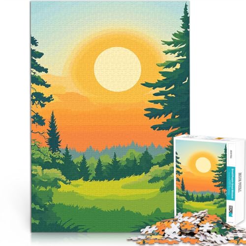 1000-teilige Puzzles für Erwachsene Sonnenuntergang Waldlandschaft Handgeschwindigkeitswettbewerb Tolles Geschenk für Spiele 50x70cm von BKDNNUJR