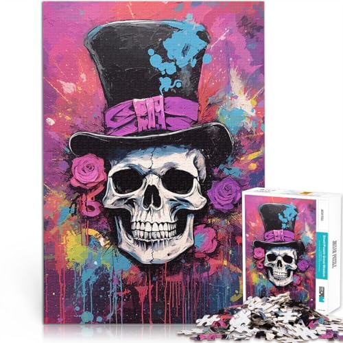1000-teilige Puzzles für Erwachsene Totenkopf im Basquiat-Stil Lernspiel-Herausforderungsspielzeug Geschenk zum Geburtstag 50x70cm von BKDNNUJR