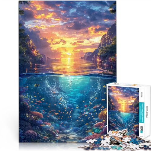 1000-teilige Puzzles für Erwachsene Unterwasser Sonnenuntergang Surreal Spiele Spielzeug Geschenk Verbessern Sie das Gedächtnis 26x38cm von BKDNNUJR