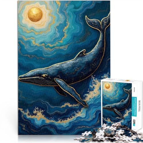 1000-teilige Puzzles für Erwachsene Wal im blauen Ozean für Lernspiel-Herausforderungsspielzeug Lernspiel für Geburtstag, Weihnachten 26x38cm von BKDNNUJR