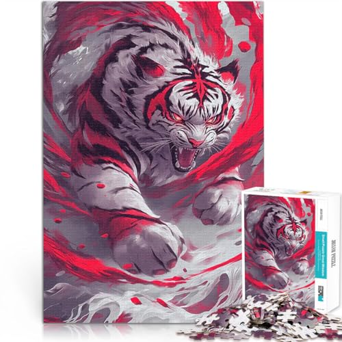 1000-teilige Puzzles für Erwachsene Weißer Tiger des Sturms Lernspielzeug für die ganze Familie Geburtstagsgeschenk, Geschenke, Wandkunst 50x70cm von BKDNNUJR