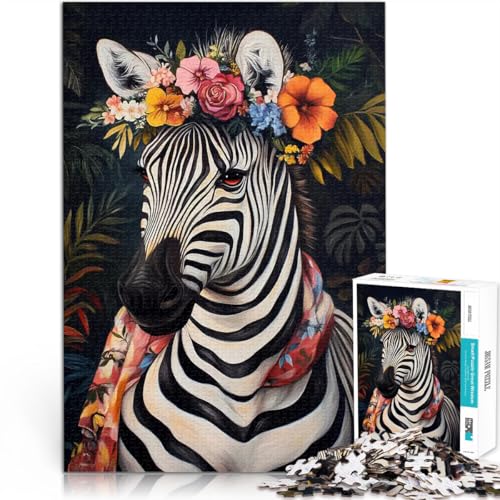 1000-teilige Puzzles für Erwachsene Zebra mit Blumenkrone Anspruchsvolles Spiel und Familienspaß Tolles Geschenk für Spiele 26x38cm 1000-teilige Puzzles für Erwachsene Zebra mit Blumenkrone Anspruchsvolles Spiel und Familienspaß Tolles Geschenk für Spiele 26x38cm von BKDNNUJR