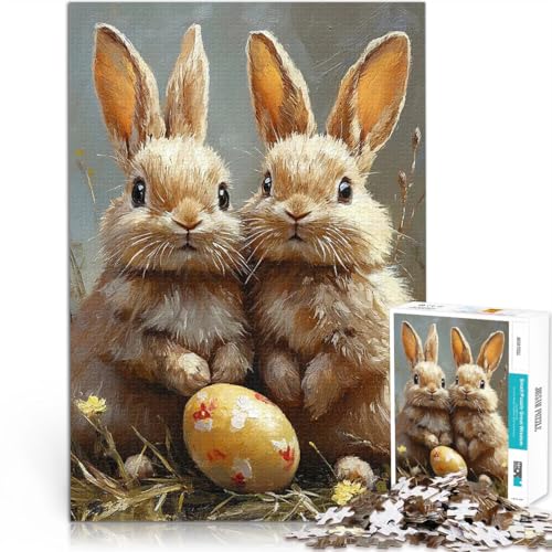 1000-teilige Puzzles für Erwachsene Zwei Hasen und EIN Ei Stressabbau – Staycation – Zeit totschlagen Geburtstagsgeschenk, Geschenke 50x70cm von BKDNNUJR