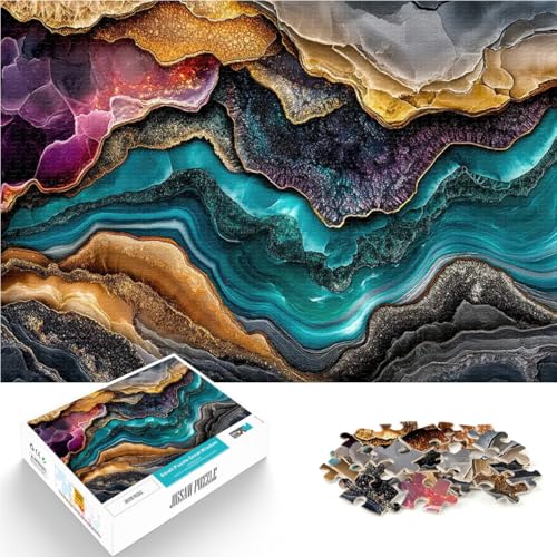 1000-teilige Puzzles für Teenager Abstrakte Achatgeode Geschenke zum Suchbegriff: Herausfordernde Spiele Kunstwerk Geschenk 26x38cm von BKDNNUJR