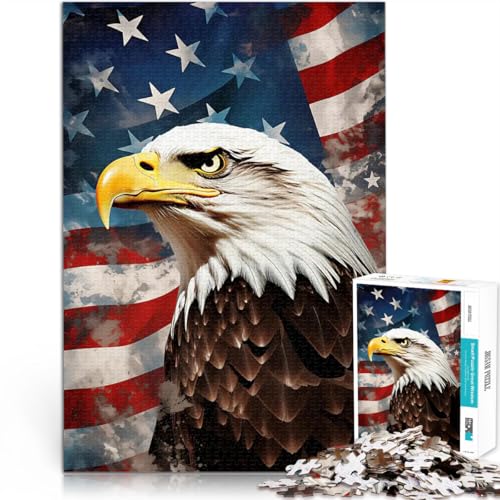 1000-teilige Puzzles für Teenager Amerikanische Flagge mit Adler Quizspiel Jedes Stück ist einzigartig – Anspruchsvolles Familienspiel 50x70cm von BKDNNUJR