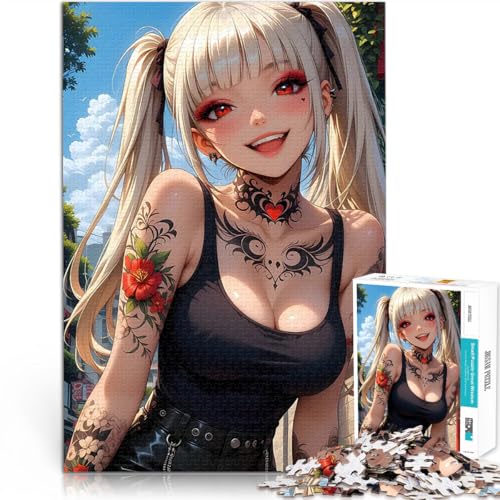 1000-teilige Puzzles für Teenager Anime-Mädchen mit Tattoos für Lernspiel-Herausforderungsspielzeug Geschenk zum Geburtstag 50x70cm von BKDNNUJR
