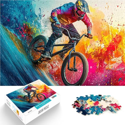 1000-teilige Puzzles für Teenager BMX-Fahrer Farbspritzer für Lernspiel-Herausforderungsspielzeug Heimdekoration Spielzeug 50x70cm 1000-teilige Puzzles für Teenager BMX-Fahrer Farbspritzer für Lernspiel-Herausforderungsspielzeug Heimdekoration Spielzeug 50x70cm von BKDNNUJR