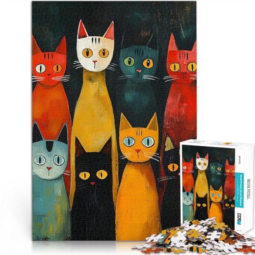 1000-teilige Puzzles für Teenager Buntes Katzenporträt Spielzeug Lernspiele Stressabbau Einzigartige Geburtstags- und Geschenkideen 26x38cm 1000-teilige Puzzles für Teenager Buntes Katzenporträt Spielzeug Lernspiele Stressabbau Einzigartige Geburtstags- und Geschenkideen 26x38cm von BKDNNUJR