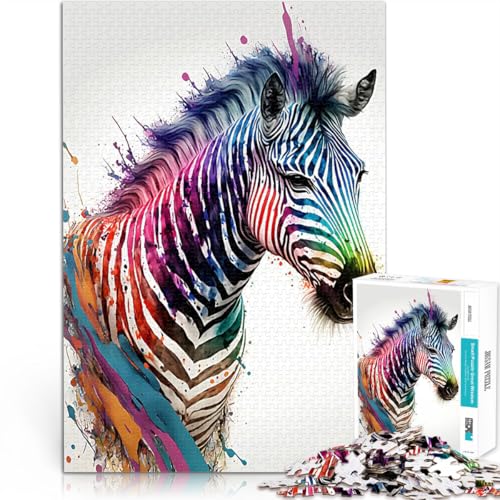 1000-teilige Puzzles für Teenager Buntes Zebra Helfen Sie dem Gehirn, süchtig machende Spielzeuge zu trainieren, um Geduld zu entwickeln Lustiges Geschenk 26x38cm von BKDNNUJR