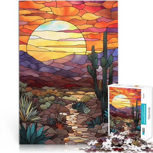 1000-teilige Puzzles für Teenager Buntglas-Wüstensonnenuntergang Lustige Spiele denn eignet ganze Familie 50x70cm 1000-teilige Puzzles für Teenager Buntglas-Wüstensonnenuntergang Lustige Spiele denn eignet ganze Familie 50x70cm von BKDNNUJR