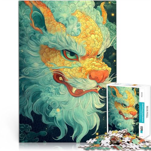 1000-teilige Puzzles für Teenager Drachenkopf-Illustration Spielzeug Lernspiele Stressabbau Tolle Geschenke und Spielzeuge 50x70cm von BKDNNUJR
