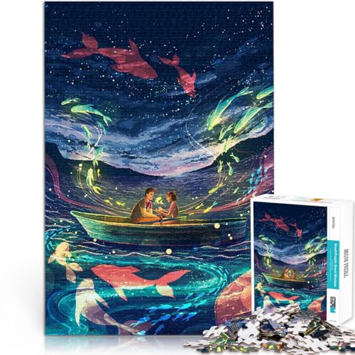 1000-teilige Puzzles für Teenager Fliegende Fische Geschenke zum Suchbegriff: Herausfordernde Spiele Wichtelgeschenke 26x38cm von BKDNNUJR