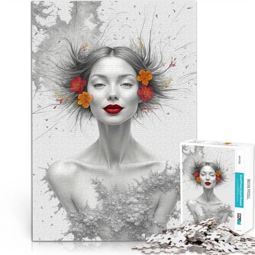 1000-teilige Puzzles für Teenager Frau mit Blumen im Haar, halb bleistiftfarben Stressabbau-Spielzeug Heimdekoration Spielzeug 26x38cm 1000-teilige Puzzles für Teenager Frau mit Blumen im Haar, halb bleistiftfarben Stressabbau-Spielzeug Heimdekoration Spielzeug 26x38cm von BKDNNUJR