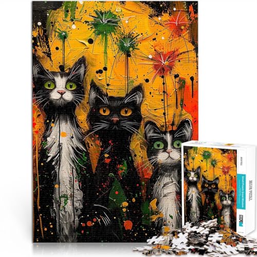 1000-teilige Puzzles für Teenager Fröhliche Feuerwerkskatzen Spielzeug-Intellektuelles Spiel Lernspiel für Geburtstag, Weihnachten 50x70cm 1000-teilige Puzzles für Teenager Fröhliche Feuerwerkskatzen Spielzeug-Intellektuelles Spiel Lernspiel für Geburtstag, Weihnachten 50x70cm von BKDNNUJR
