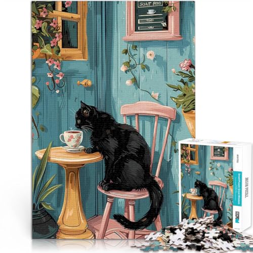 1000-teilige Puzzles für Teenager Katze trinkt Kaffee Dekomprimierendes intellektuelles Lernspielzeug Tolles Geschenk für Spiele 26x38cm 1000-teilige Puzzles für Teenager Katze trinkt Kaffee Dekomprimierendes intellektuelles Lernspielzeug Tolles Geschenk für Spiele 26x38cm von BKDNNUJR