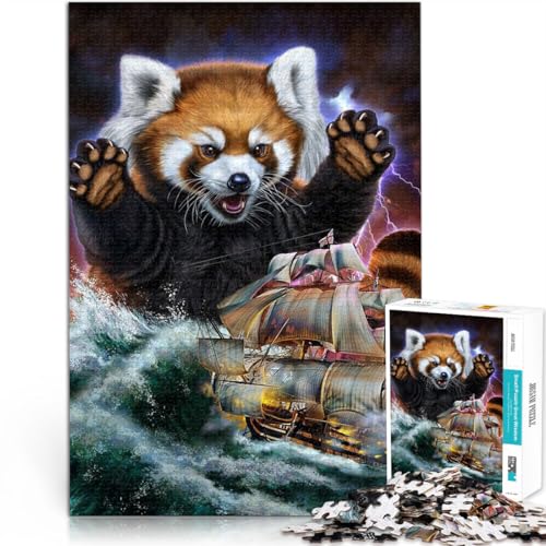 1000-teilige Puzzles für Teenager Monster Roter Panda Kraken Lernspielzeug für die ganze Familie Heimdekoration 26x38cm von BKDNNUJR