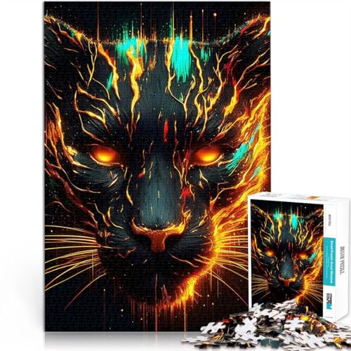 1000-teilige Puzzles für Teenager Panther in Gold Geschenke zum Suchbegriff: Herausfordernde Spiele Lustiges Geschenk 26x38cm von BKDNNUJR