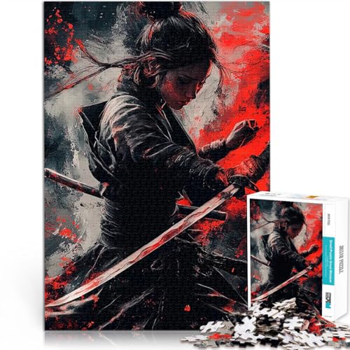 1000-teilige Puzzles für Teenager Samurai-Frau mit Katana Lernspiel-Herausforderungsspielzeug Künstlersammlung, Bildende Kunst 26x38cm von BKDNNUJR