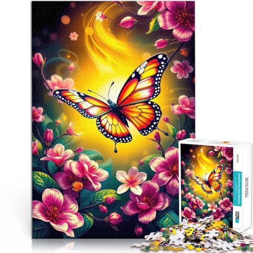 1000-teilige Puzzles für Teenager Schmetterling und Blumen, Frühlingsillustration Denkspiel einzigartiges Herausforderungsspiel 50x70cm von BKDNNUJR