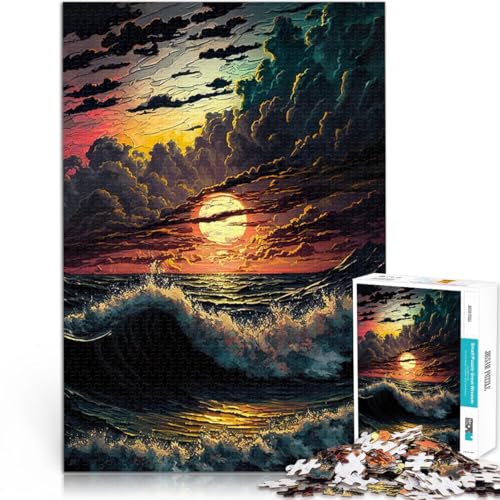 1000-teilige Puzzles für Teenager Sonnenuntergang am Meer Spielzeug Lernspiele Stressabbau Geeignet für die Schreibtischdekoration 26x38cm von BKDNNUJR