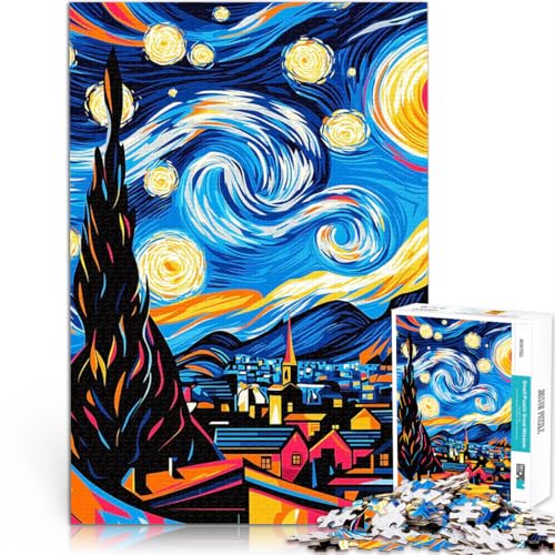 1000-teilige Puzzles für Teenager Sternennacht neu interpretiert Quizspiel Jedes Stück ist einzigartig – Anspruchsvolles Familienspiel 50x70cm von BKDNNUJR