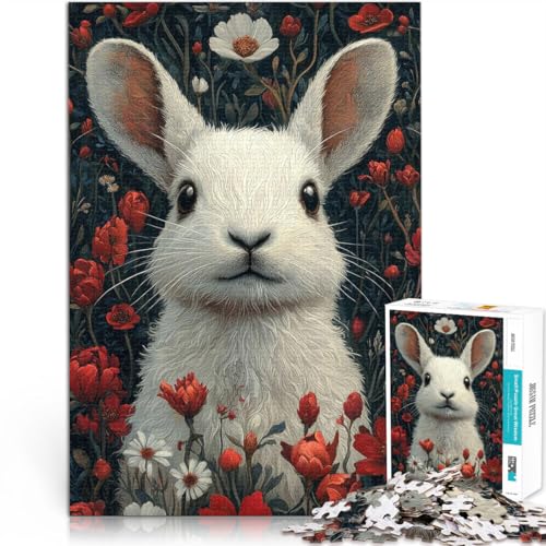 1000-teilige Puzzles für Teenager Weißer Hase mit Blumenmuster Spielzeug für die ganze Familie Lernspiel für Geburtstag, Weihnachten 50x70cm 1000-teilige Puzzles für Teenager Weißer Hase mit Blumenmuster Spielzeug für die ganze Familie Lernspiel für Geburtstag, Weihnachten 50x70cm von BKDNNUJR