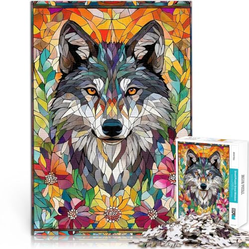 1000-teilige Puzzles für Teenager Wolf im Blumenmosaik Spielzeug Lernspiele Stressabbau einzigartiges Herausforderungsspiel 50x70cm 1000-teilige Puzzles für Teenager Wolf im Blumenmosaik Spielzeug Lernspiele Stressabbau einzigartiges Herausforderungsspiel 50x70cm von BKDNNUJR