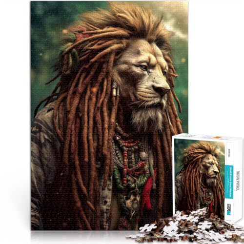 1000-teilige Puzzles für Teenager blinder Rasta-Löwe Spielzeug Lernspiele Stressabbau mit vollständig ineinander greifenden, zufällig geformten Teilen 26x38cm 1000-teilige Puzzles für Teenager blinder Rasta-Löwe Spielzeug Lernspiele Stressabbau mit vollständig ineinander greifenden, zufällig geformten Teilen 26x38cm von BKDNNUJR