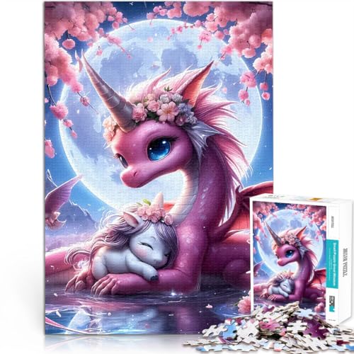 1000-teilige Puzzles für Teenager süßes Einhornbaby Spielzeug Lernspiele Stressabbau mit vollständig ineinander greifenden, zufällig geformten Teilen 26x38cm von BKDNNUJR