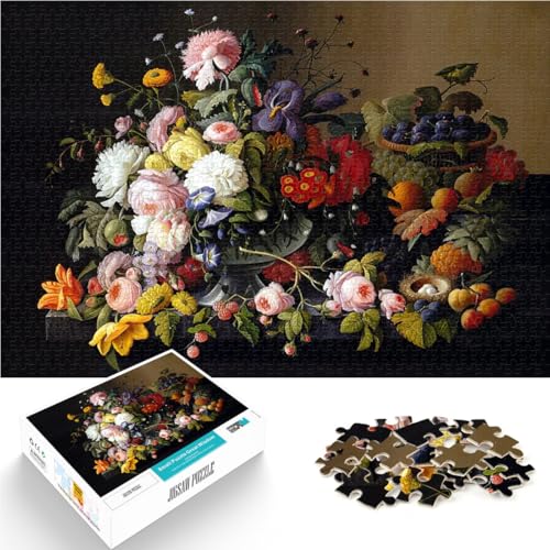 1000-teiliges Puzzle für Erwachsene Blumen und Früchte Lernspiel-Herausforderungsspielzeug Angebot als Geschenk für die ganze Familie 50x70cm von BKDNNUJR