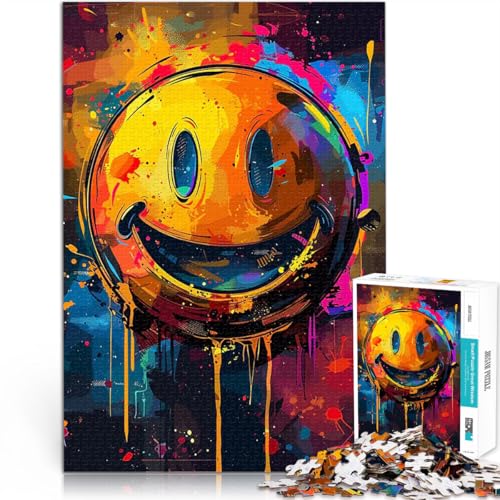 1000-teiliges Puzzle für Erwachsene Buntes, verrücktes Smiley-Gesicht Lernspiele denn eignet ganze Familie 26x38cm von BKDNNUJR