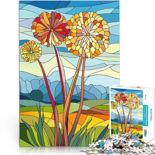 1000-teiliges Puzzle für Erwachsene Buntglasblumen Pädagogisches Spielzeug zum Stressabbau Tolle Geschenke und Spielzeuge 26x38cm von BKDNNUJR