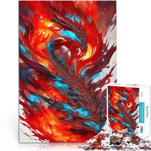 1000-teiliges Puzzle für Erwachsene Drachenflamme Spielzeug für die ganze Familie Jedes Stück ist einzigartig – Anspruchsvolles Familienspiel 26x38cm von BKDNNUJR