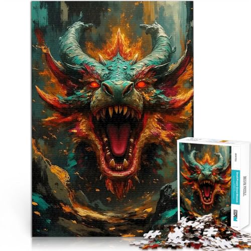 1000-teiliges Puzzle für Erwachsene Feuriges Drachenporträt Spielzeug-Intellektuelles Spiel Tolle Geschenke und Spielzeuge 26x38cm von BKDNNUJR