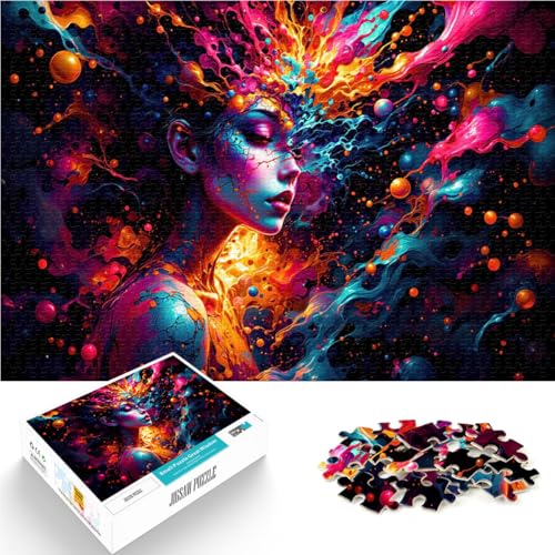 1000-teiliges Puzzle für Erwachsene Frau in bunten Wirbeln Dekomprimierendes intellektuelles Lernspielzeug Perfekte Dekoration 50x70cm von BKDNNUJR