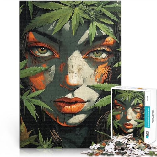 1000-teiliges Puzzle für Erwachsene Frau umgeben von Blättern für Lernspiel-Herausforderungsspielzeug Tolles Geschenk für Spiele 50x70cm von BKDNNUJR