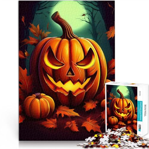 1000-teiliges Puzzle für Erwachsene Halloween Kürbislaterne Dekomprimierendes intellektuelles Lernspielzeug Wichtelgeschenke 26x38cm von BKDNNUJR