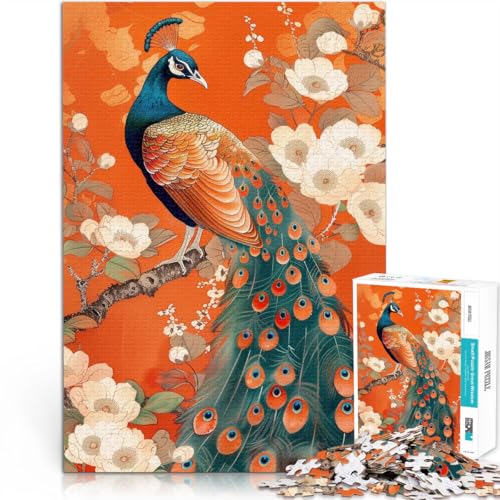 1000-teiliges Puzzle für Erwachsene Jugendstil Blumenpfau Spielzeug-Intellektuelles Spiel Lernspiel für Geburtstag, Weihnachten 26x38cm von BKDNNUJR