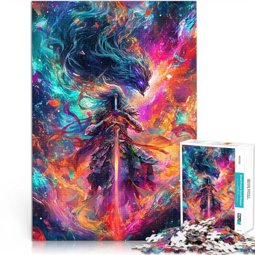 1000-teiliges Puzzle für Erwachsene Krieger und Drache Lernspiel-Herausforderungsspielzeug Lernspiel für Geburtstag, Weihnachten 26x38cm von BKDNNUJR