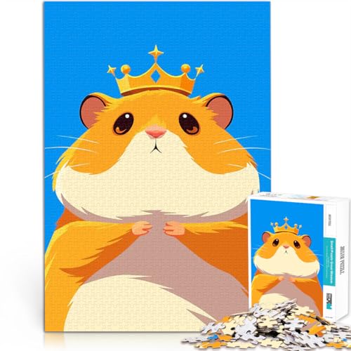 1000-teiliges Puzzle für Erwachsene Niedliche Hamsterkönig-Minimalistische Kunstillustration Lernspielzeug Heimdekoration Spielzeug 50x70cm von BKDNNUJR