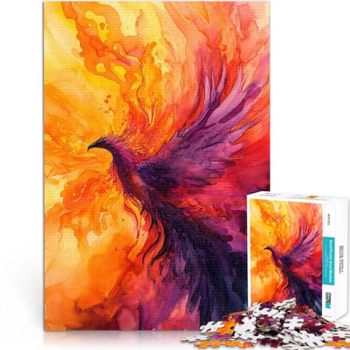1000-teiliges Puzzle für Erwachsene Phoenix Aquarell Kunst Dekomprimierendes intellektuelles Lernspielzeug Tolles Geschenk für Spiele 50x70cm von BKDNNUJR