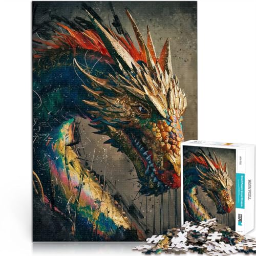 1000-teiliges Puzzle für Erwachsene Regenbogendrache lustige Spiele für die ganze Familie Wunschliste mit dem Weihnachtsmann 26x38cm von BKDNNUJR