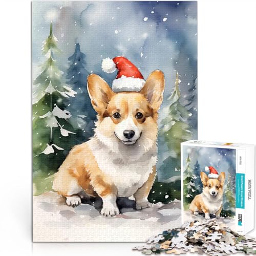 1000-teiliges Puzzle für Erwachsene Süßes Corgi-Weihnachten Herausforderndes Spielspielzeug Lernspiel für Geburtstag, Weihnachten 50x70cm von BKDNNUJR