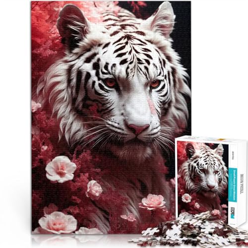 1000-teiliges Puzzle für Erwachsene Verzauberter weißer Tiger Geschenke zum Suchbegriff: Herausfordernde Spiele Geburtstagsgeschenke 26x38cm von BKDNNUJR