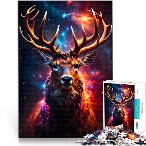 1000-teiliges Puzzle für Erwachsene Weltraumhirsch lustige Spiele für die ganze Familie Wunschliste mit dem Weihnachtsmann 26x38cm von BKDNNUJR