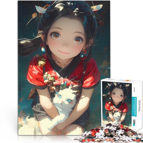 1000-teiliges Puzzle für Teenager Anime-Mädchen mit Katze Pädagogisches Spielzeug zum Stressabbau Wanddekoration 50x70cm 1000-teiliges Puzzle für Teenager Anime-Mädchen mit Katze Pädagogisches Spielzeug zum Stressabbau Wanddekoration 50x70cm von BKDNNUJR