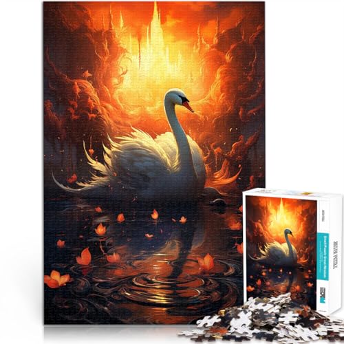 1000-teiliges Puzzle für Teenager Flammensee-Schwan für Lernspiel-Herausforderungsspielzeug Tolle Geschenke und Spielzeuge 26x38cm von BKDNNUJR