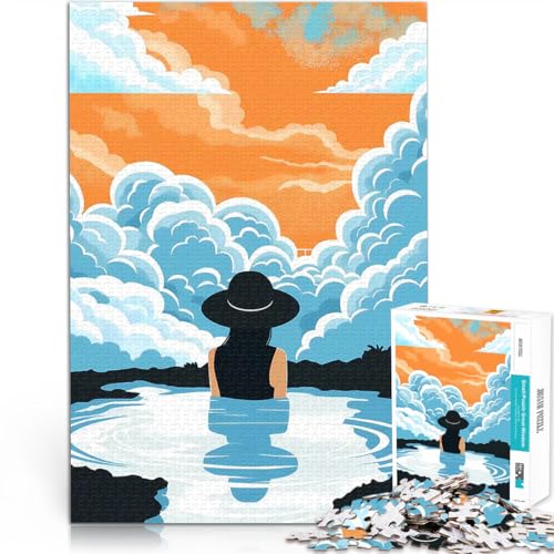 1000-teiliges Puzzle für Teenager Frau in einem Pool bei Sonnenuntergang DIY-Spielzeug Tolle Geschenke und Spielzeuge 26x38cm 1000-teiliges Puzzle für Teenager Frau in einem Pool bei Sonnenuntergang DIY-Spielzeug Tolle Geschenke und Spielzeuge 26x38cm von BKDNNUJR