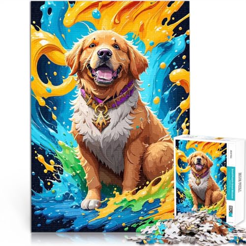 1000-teiliges Puzzle für Teenager Golden Retriever-Porträt Anspruchsvolles Spiel und Familienspaß Eltern-Kind-Interaktion 50x70cm von BKDNNUJR